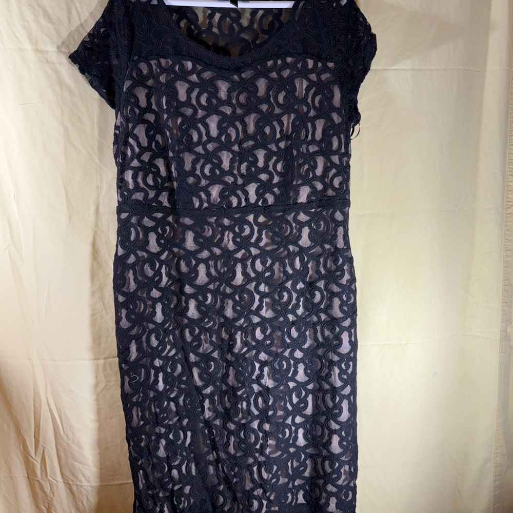 Lane Bryant Black Sheath Midi Dress with Scoop Neck